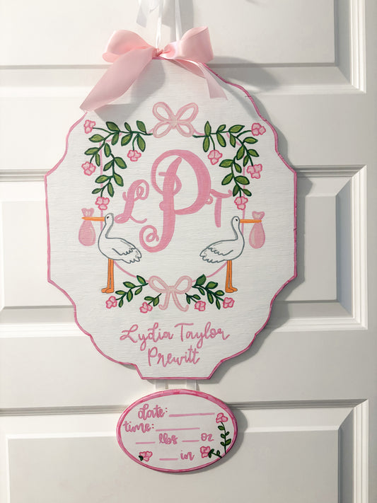 Custom Birth Announcement Door Hanger