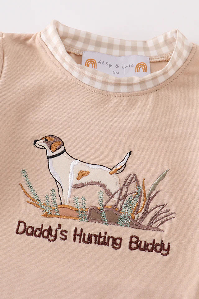 "Daddy's Hunting Buddy" Gingham Romper