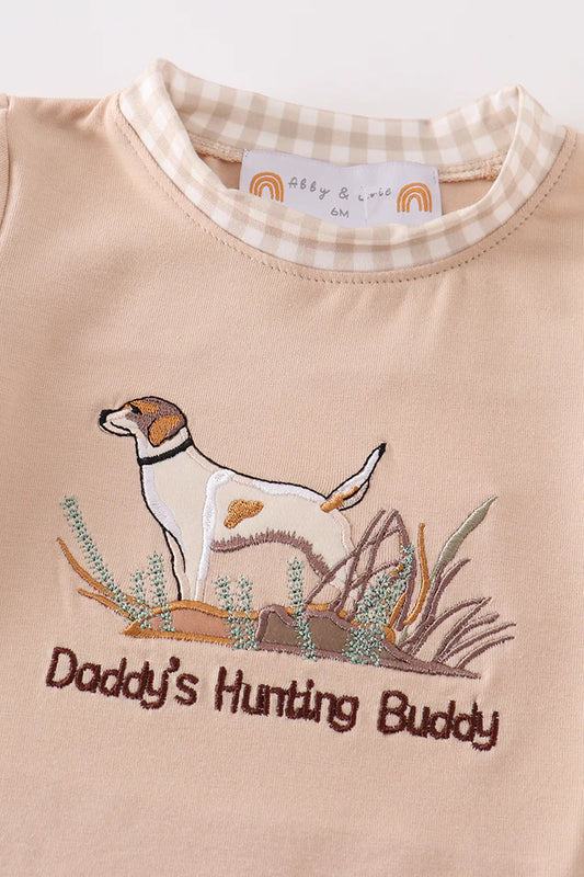 "Daddy's Hunting Buddy" Gingham Romper
