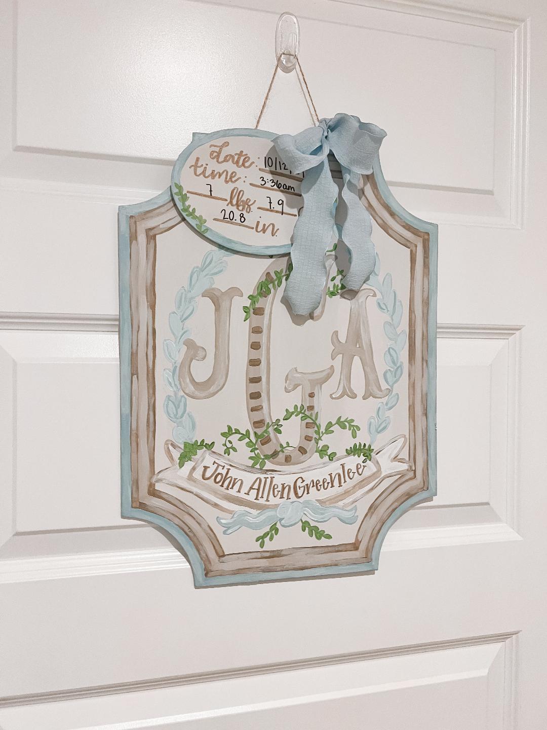 Custom Birth Announcement Door Hanger
