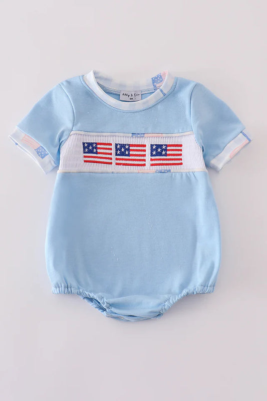 Patriotic Flag Smocked Bubble