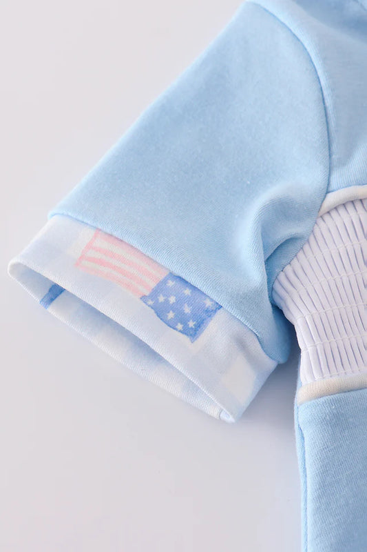 Patriotic Flag Smocked Bubble