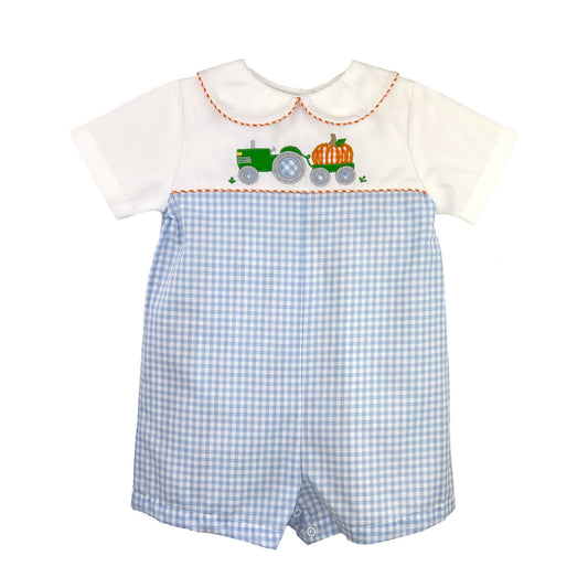Romper with Pumpkin Tractor Applique