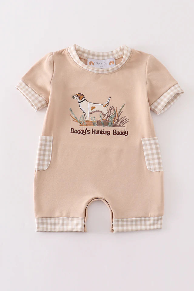 "Daddy's Hunting Buddy" Gingham Romper