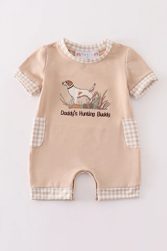 "Daddy's Hunting Buddy" Gingham Romper